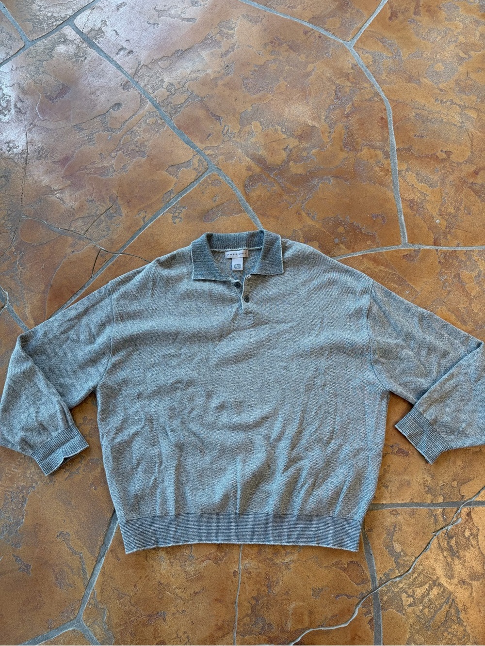VTG Cypress Links Men's Gray Knit Collared Button Sweater Polo XL Long Sleeve